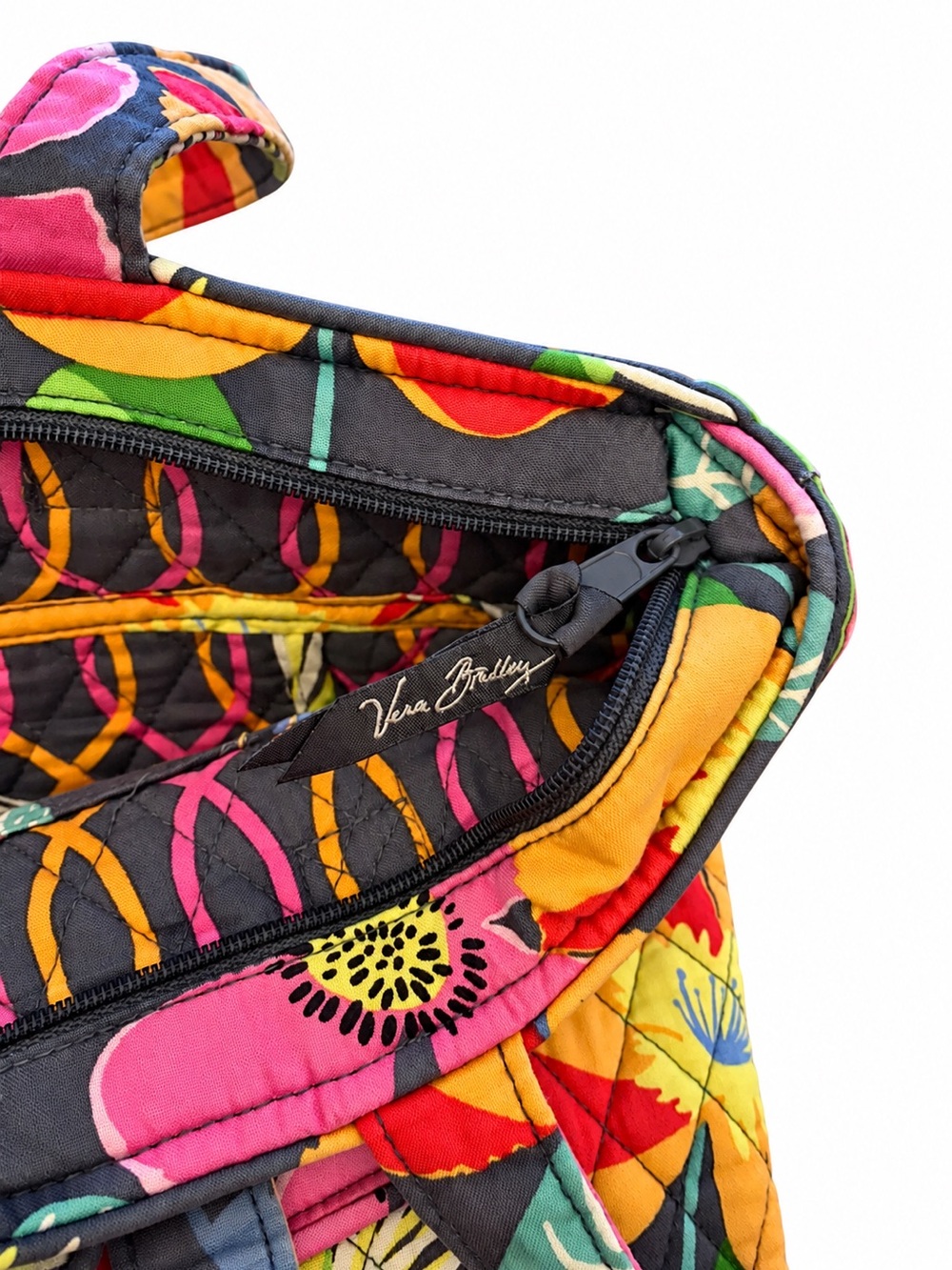 Vera Bradley Quilted Floral Tote in Pink, Yellow, Orange & Green - Picture 2 of 2